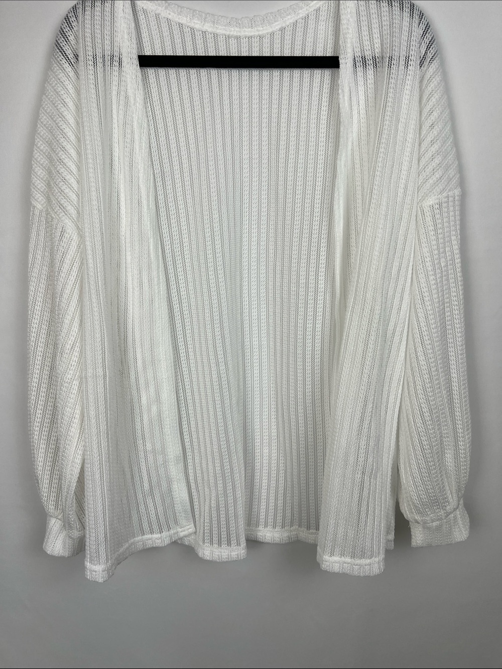 *NEW* SHEIN White Open-Front Ribbed Knit Cardigan Size L or 8/10 - Picture 3 of 7